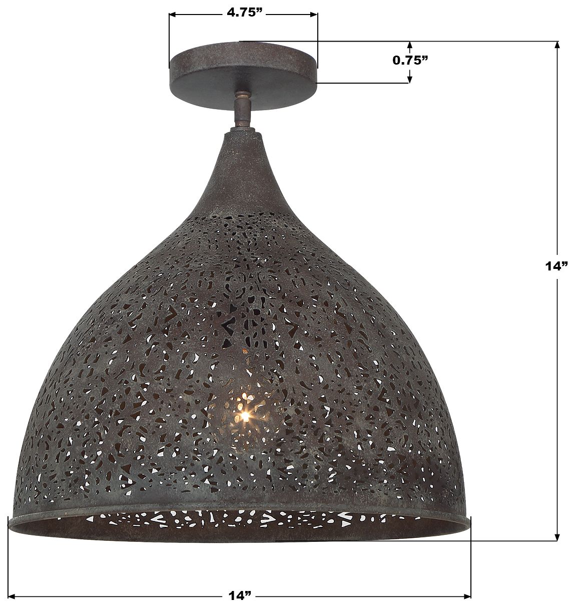 Image 7 Crystorama Jasmine 14'' Forged Bronze Semi Flush Mount more views