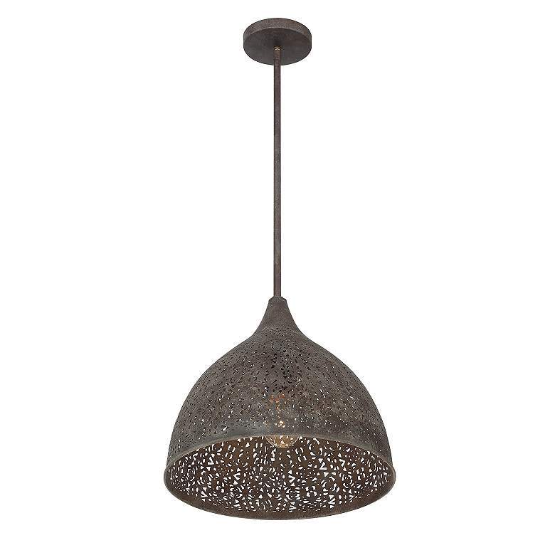 Image 3 Crystorama Jasmine 14" Wide Forged Bronze Dome Pendant Light more views