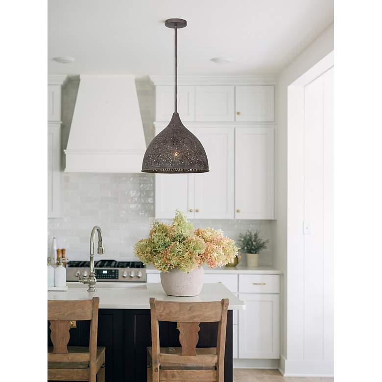 Image 6 Crystorama Jasmine 14" Wide Forged Bronze Dome Pendant Light more views