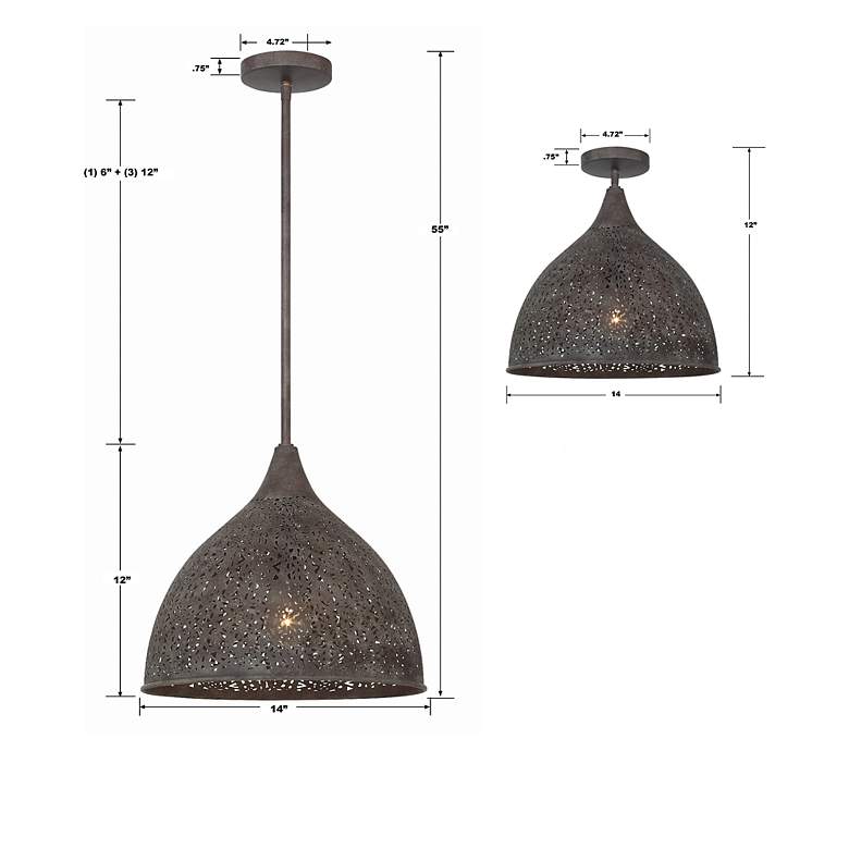 Image 7 Crystorama Jasmine 14" Wide Forged Bronze Dome Pendant Light more views