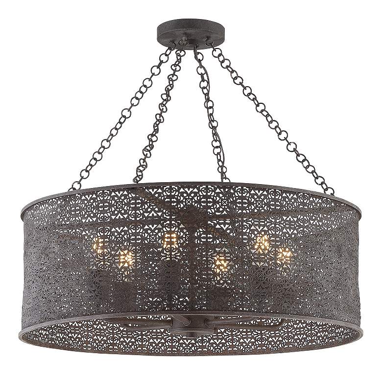 Image 3 Crystorama Jasmine 25 inch Wide Bronze 6-Light Drum Chandelier more views