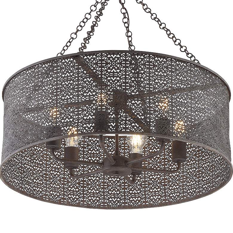 Image 4 Crystorama Jasmine 25" Wide Bronze 6-Light Drum Chandelier more views