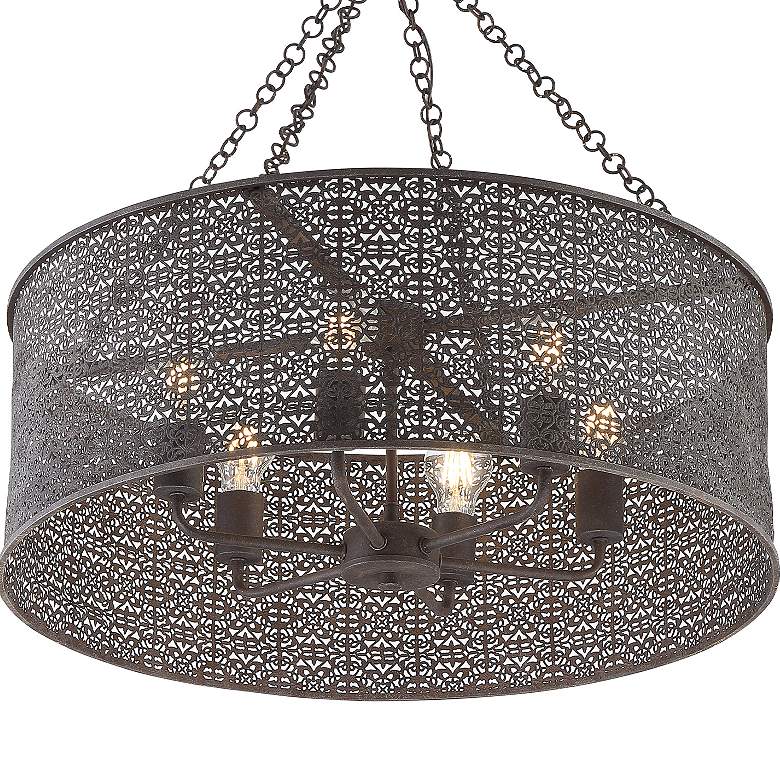 Image 4 Crystorama Jasmine 25 inch Wide Bronze 6-Light Drum Chandelier more views