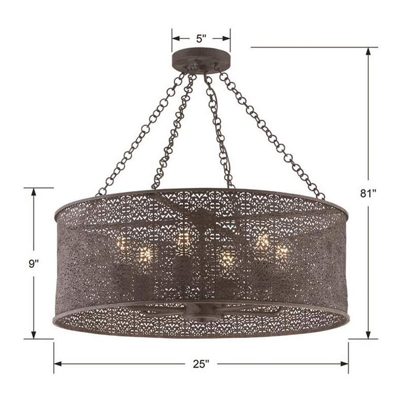 Image 7 Crystorama Jasmine 25" Wide Bronze 6-Light Drum Chandelier more views