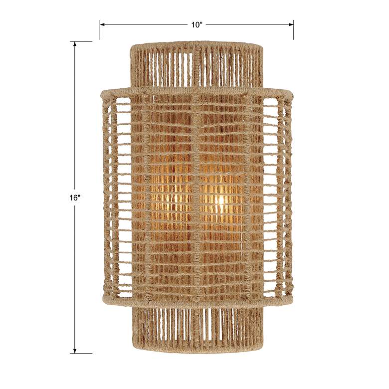 Image 6 Crystorama Jayna 16" High Rustic Coastal Natural Jute Wall Sconce more views