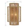 6_Crystorama Jayna 16" High Rustic Coastal Natural Jute Wall Sconce more views