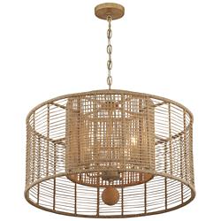 Crystorama Jayna 25" Wide 4-Light Burnished Silver Drum  Chandelier