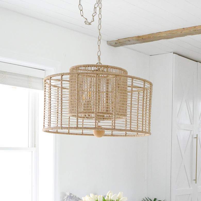 Image 1 Crystorama Jayna 25" Wide 4-Light Burnished Silver Drum Chandelier