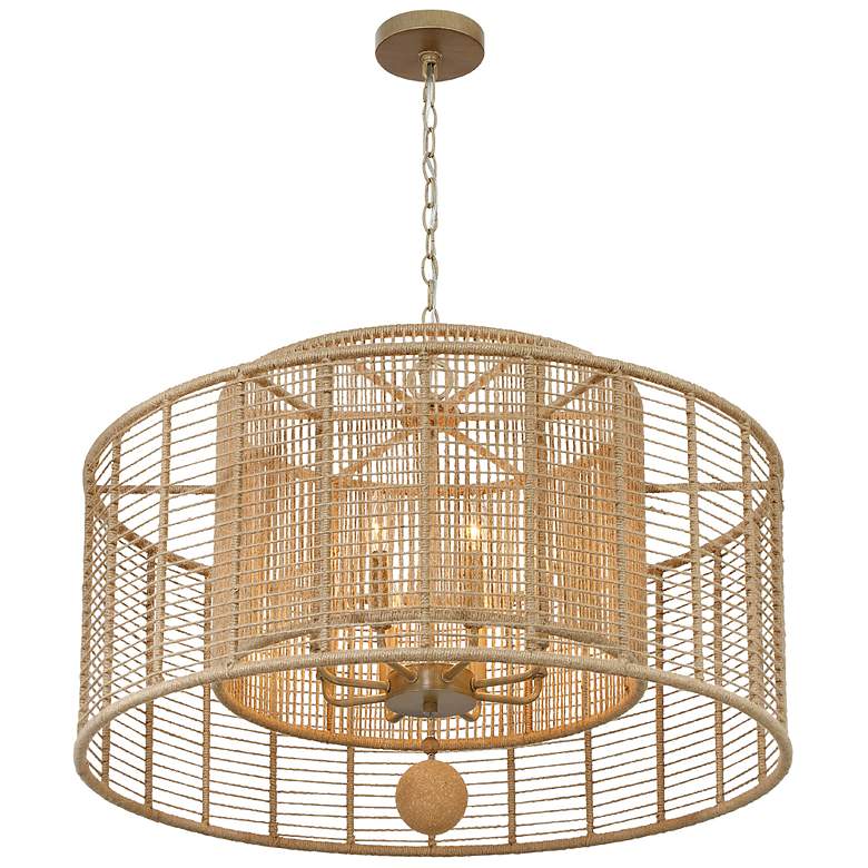 Image 3 Crystorama Jayna 31 1/4" 8-Light Natural Jute Double Drum Chandelier