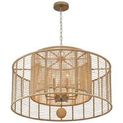 Crystorama Jayna 31 1/4" 8-Light Natural Jute Double Drum Chandelier