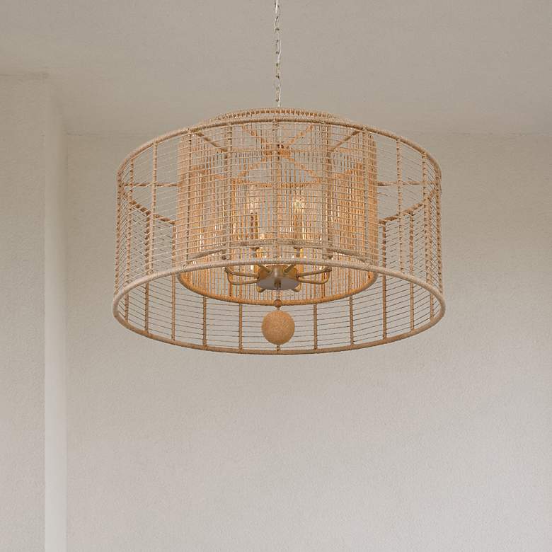 Image 2 Crystorama Jayna 31 1/4" 8-Light Natural Jute Double Drum Chandelier