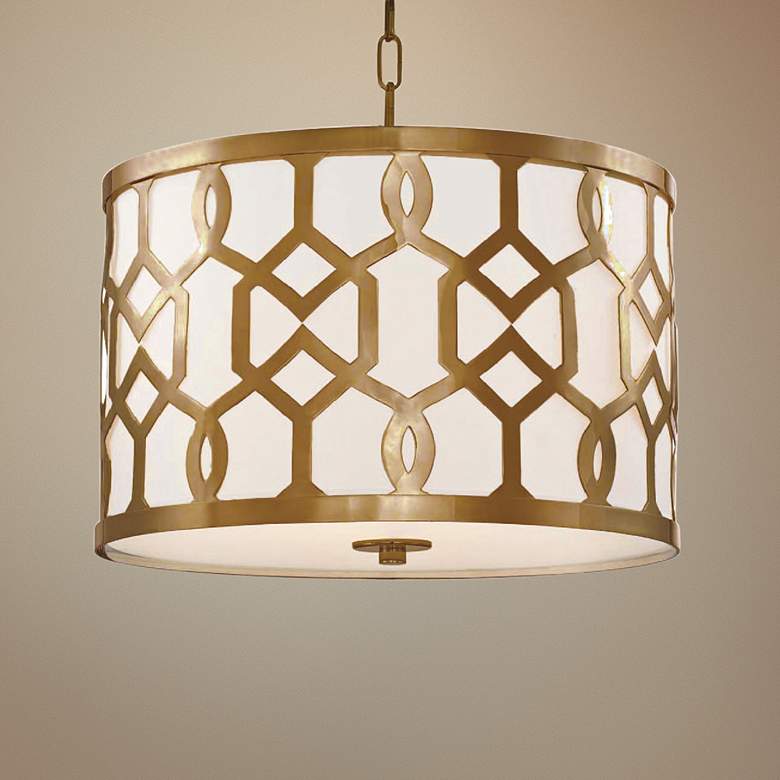 Image 1 Crystorama Jennings 18 1/4" Wide Aged Brass Drum Pendant Light