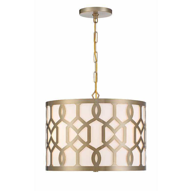 Image 3 Crystorama Jennings 18 1/4" Wide Aged Brass Drum Pendant Light more views