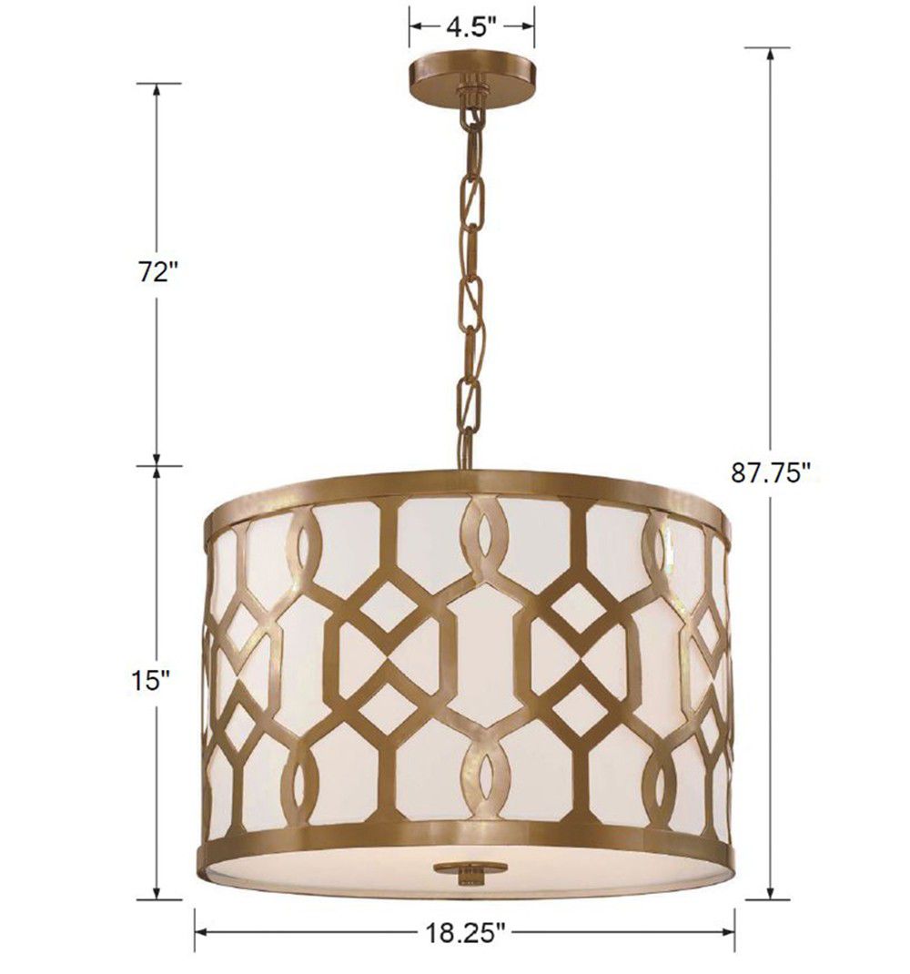 Crystorama Jennings 18 1/4" Wide Aged Brass Drum Pendant Light