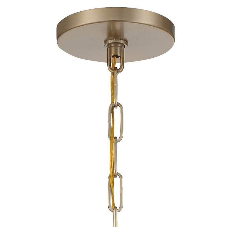 Image 5 Crystorama Jennings 24 1/4 inch 5-Light Aged Brass and Linen Drum Pendant more views