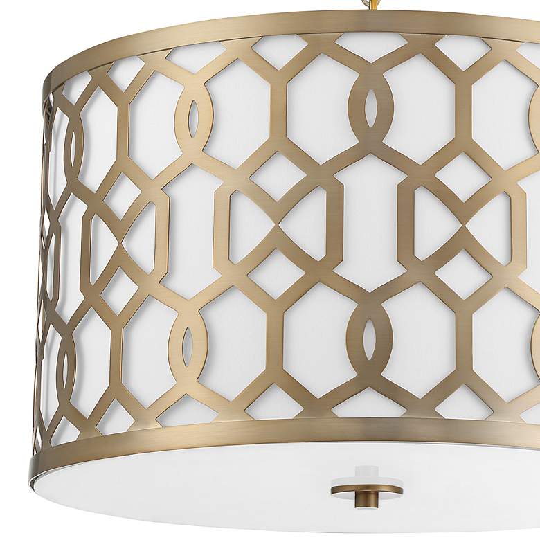 Image 7 Crystorama Jennings 24 1/4" 5-Light Aged Brass and Linen Drum Pendant more views