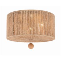 Crystorama Jessa 16" Wide Natural Jute Rope Ceiling Light