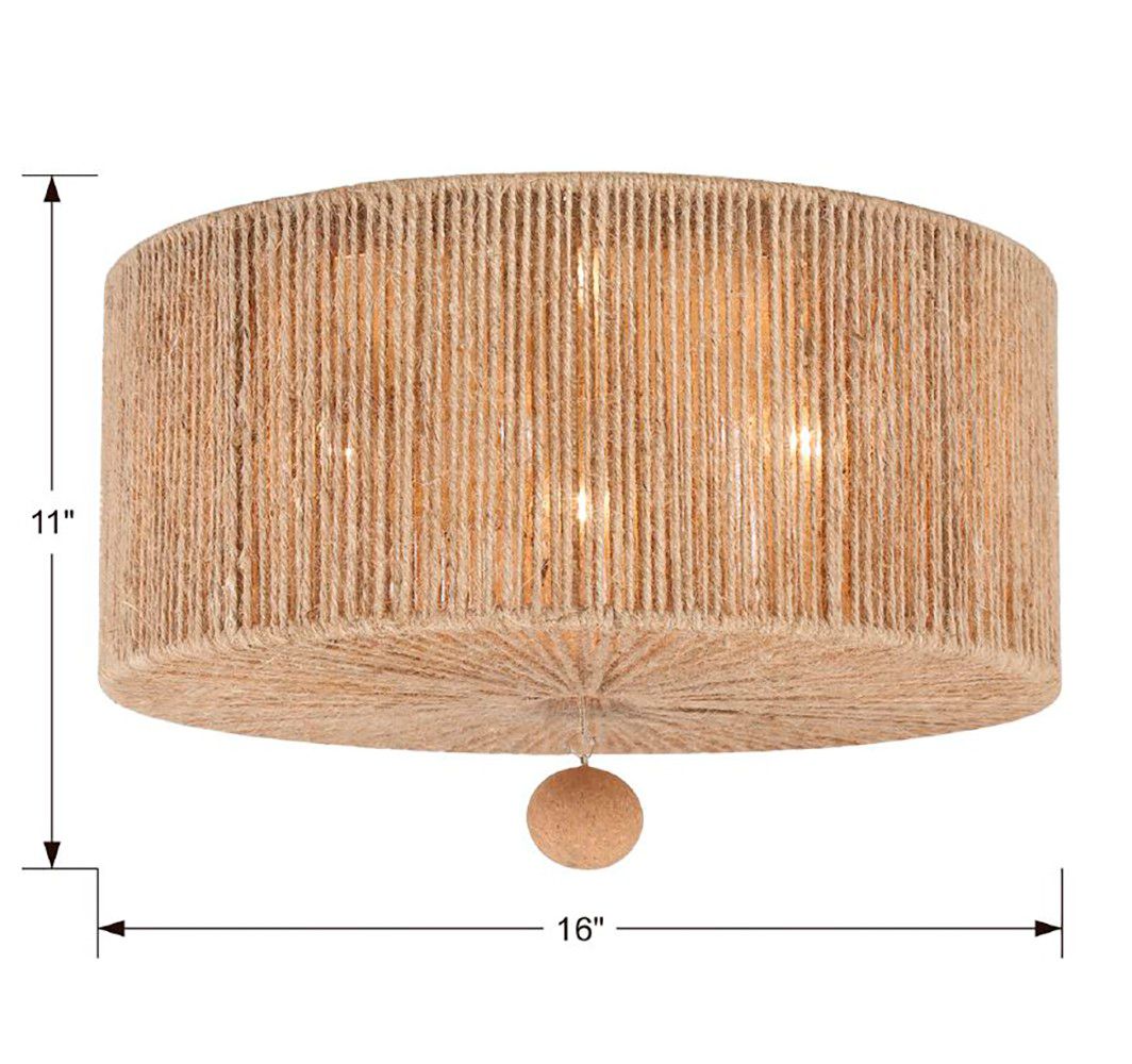 Crystorama Jessa 16" Wide Natural Jute Rope Ceiling Light