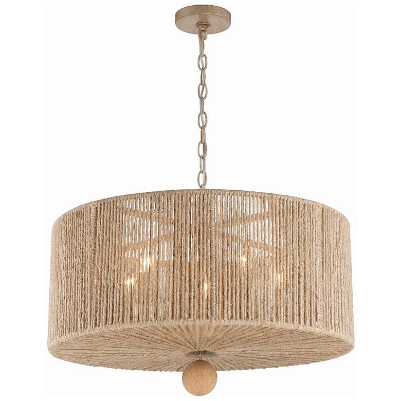 Image 2 Crystorama Jessa 24" Wide Natural Jute Fabric Drum Pendant Light