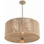 3_Crystorama Jessa 24" Wide Natural Jute Fabric Drum Pendant Light more views