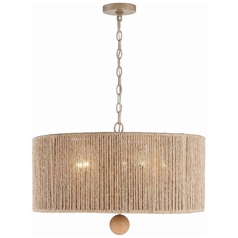 Image 4 Crystorama Jessa 24" Wide Natural Jute Fabric Drum Pendant Light more views