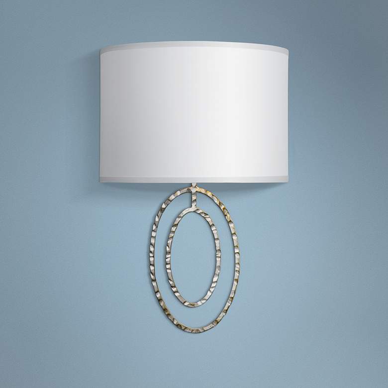Image 1 Crystorama Jolie 13"H 2-Ring Hammered Silver Wall Sconce