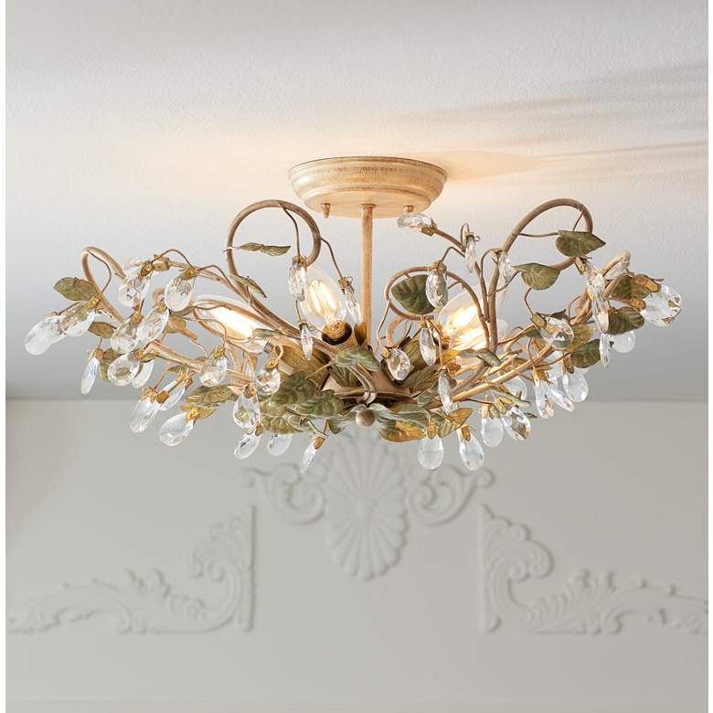 Image 1 Crystorama Josie 20 1/2 inch Wide Floral Crystal Ceiling Light