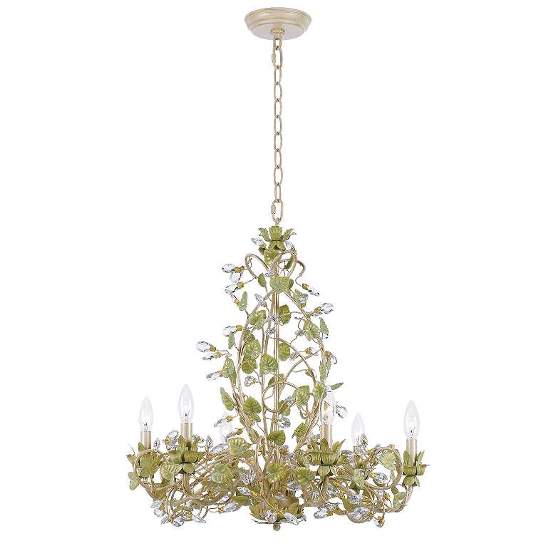 Image 3 Crystorama Josie 25" Champagne Green Tea Leaf and Vine Chandelier more views