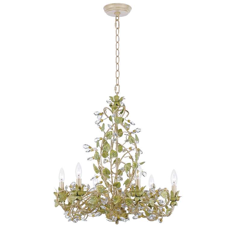 Image 3 Crystorama Josie 25 inch Champagne Green Tea Leaf and Vine Chandelier more views