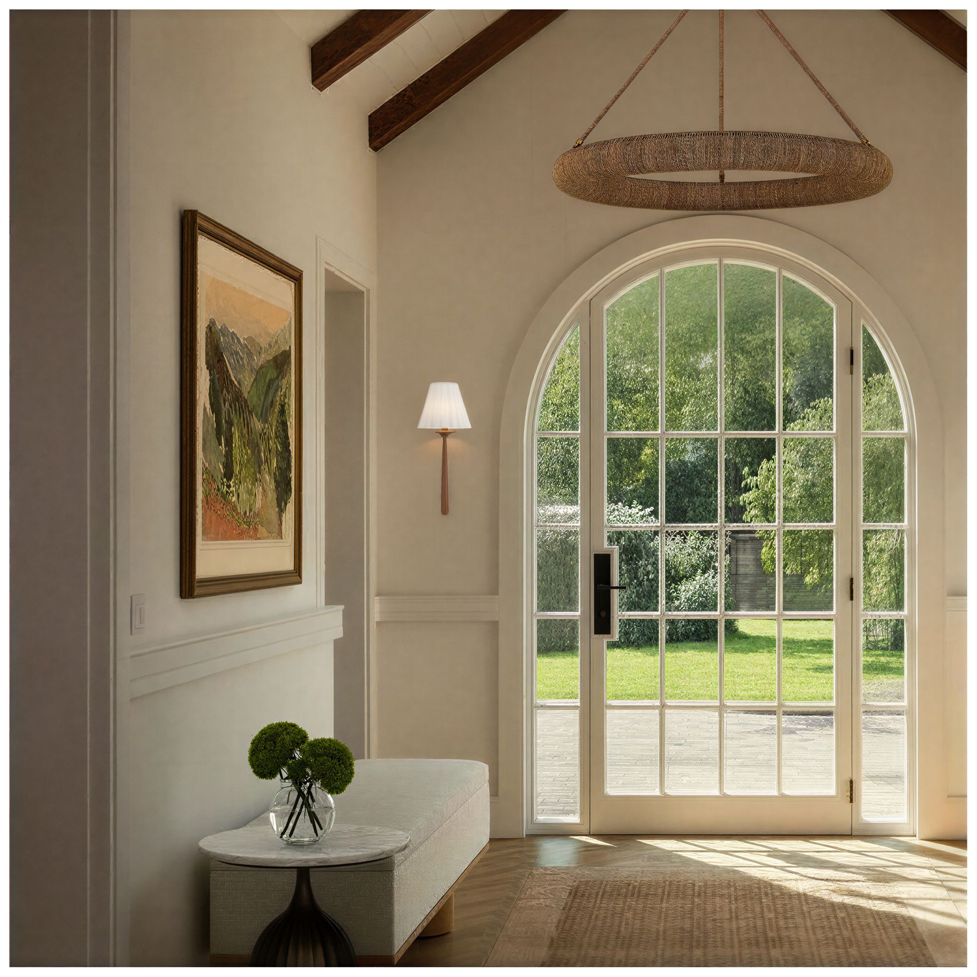 Image 6 Crystorama Jules 7.5'' LED Aged Brass + Wood Sconce more views