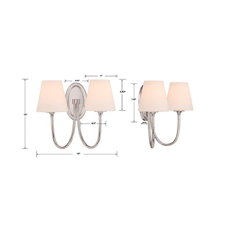 Image 7 Crystorama Juno 13" High Polished Nickel 2-Light Wall Sconce more views
