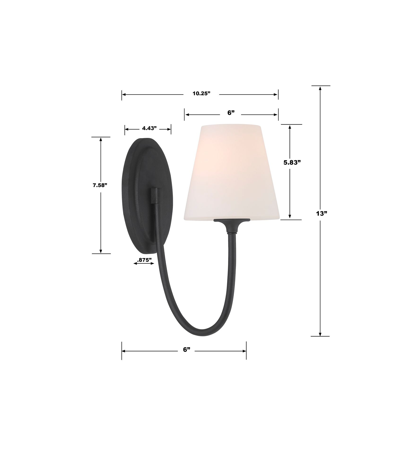 Crystorama Juno 6'' Black Forged Sconce