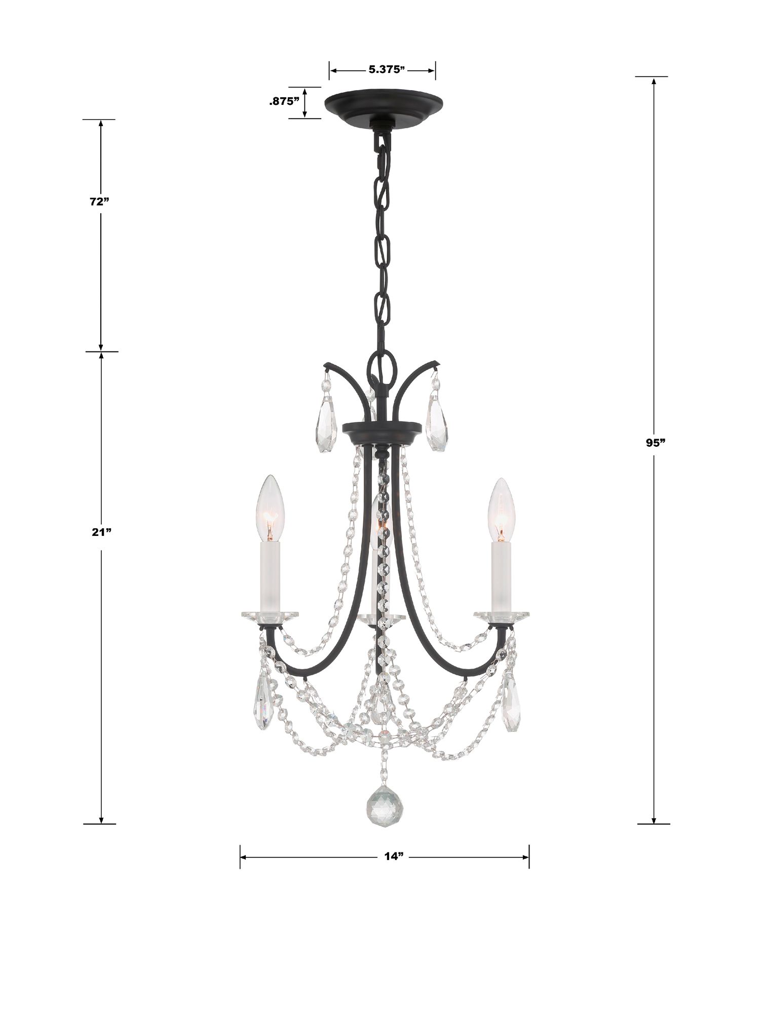 Image 5 Crystorama Karrington 14'' Matte Black Chandelier more views