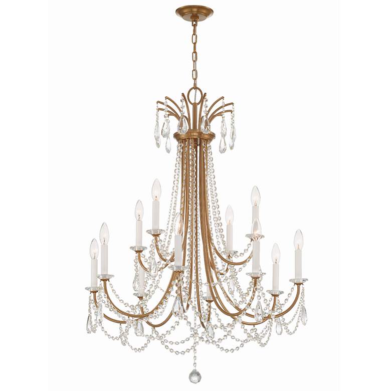 Image 2 Crystorama Karrington 30"W Aged Brass 12-Light Chandelier