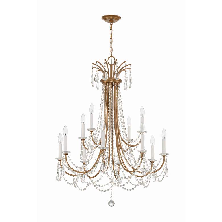 Image 4 Crystorama Karrington 30"W Aged Brass 12-Light Chandelier more views