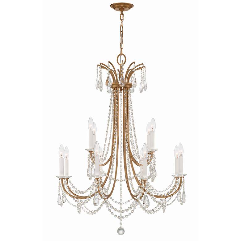 Image 5 Crystorama Karrington 30"W Aged Brass 12-Light Chandelier more views