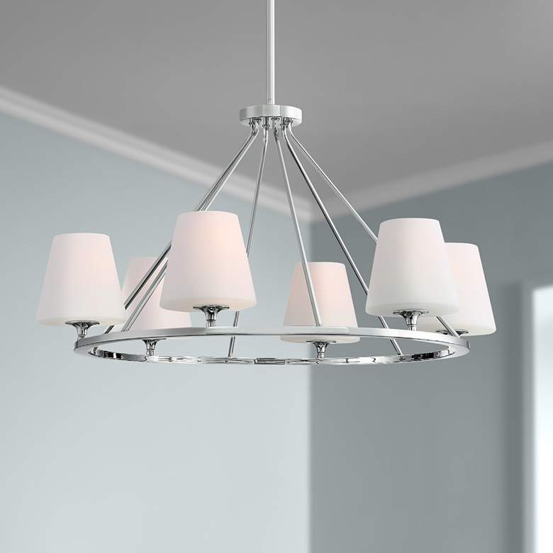 Image 1 Crystorama Keenan 31 1/4 inchW Nickel 6-Light Round Chandelier