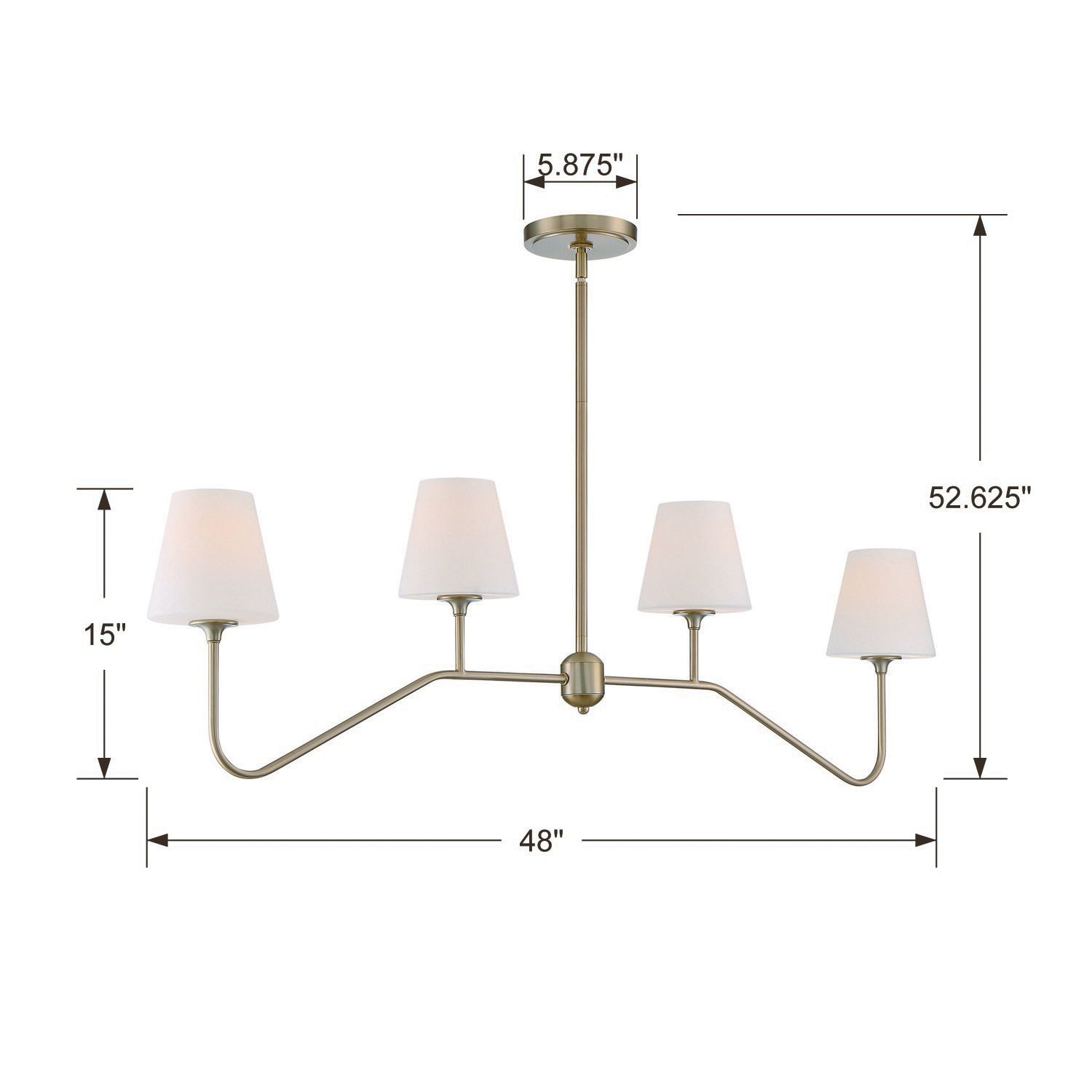 Crystorama Keenan 48" Wide Gold Arm 4-Light Island Light Chandelier