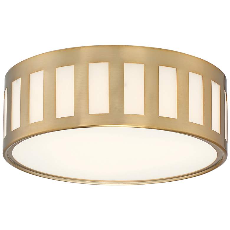 Image 2 Crystorama Kendal 14" Wide Vibrant Gold Drum Ceiling Light