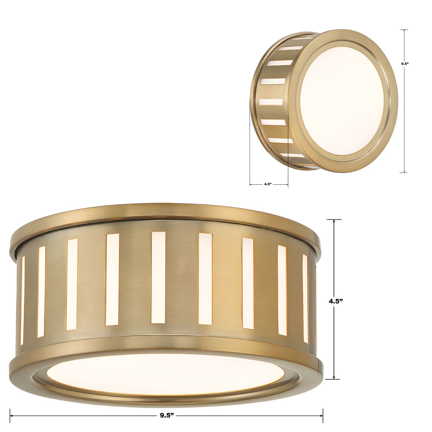 Crystorama Kendal 14" Wide Vibrant Gold Drum Ceiling Light