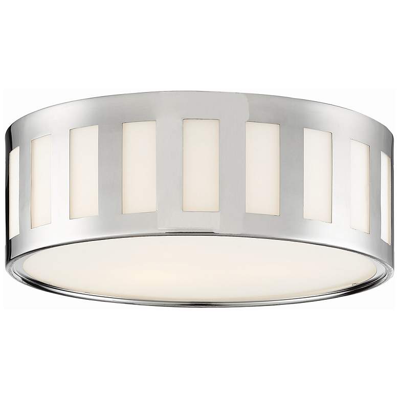 Image 2 Crystorama Kendal 14"W Polished Nickel Drum Ceiling Light