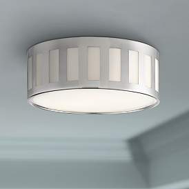 Image1 of Crystorama Kendal 14"W Polished Nickel Drum Ceiling Light