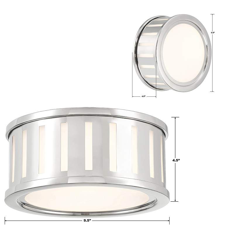 Image 7 Crystorama Kendal 14"W Polished Nickel Drum Ceiling Light more views
