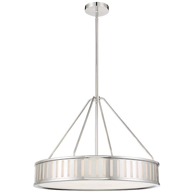 Image 2 Crystorama Kendal 28"W Polished Nickel Drum Pendant Light