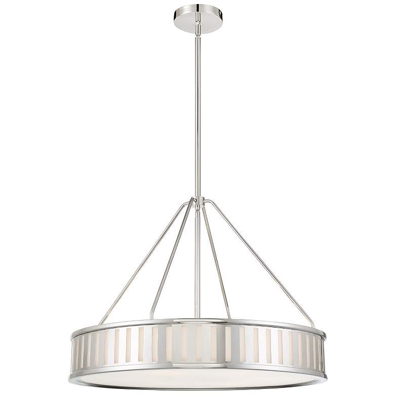 Image 2 Crystorama Kendal 28 inchW Polished Nickel Drum Pendant Light