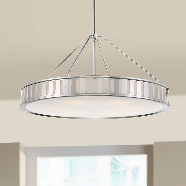 Image 1 Crystorama Kendal 28 inchW Polished Nickel Drum Pendant Light