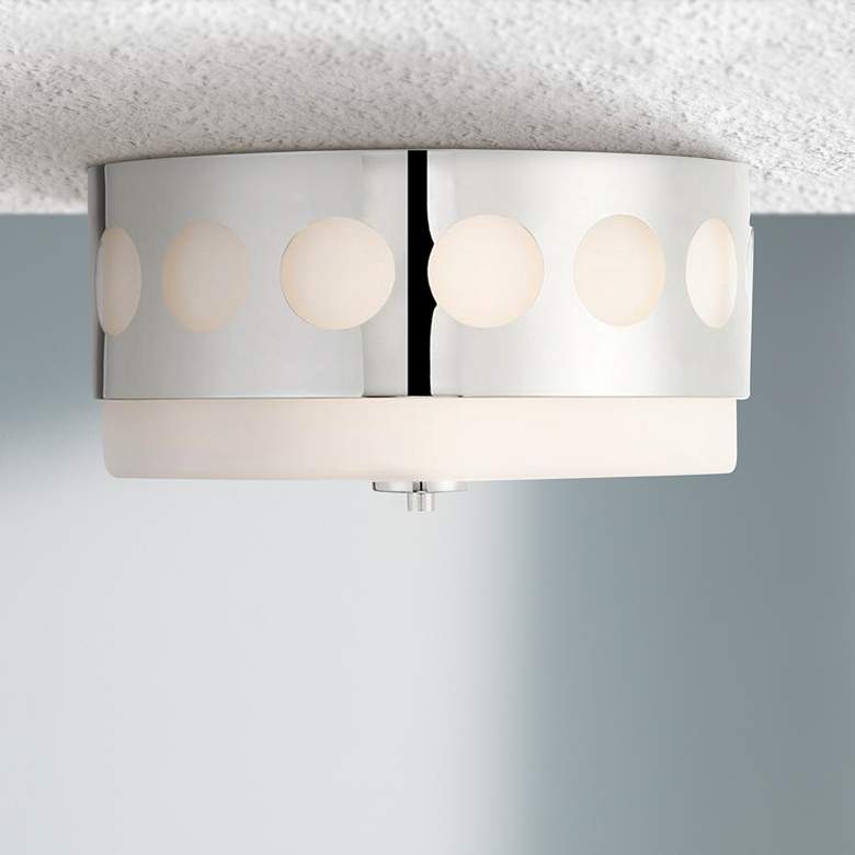 Image 1 Crystorama Kirby 13 1/4 inch Wide Polished Nickel Ceiling Light