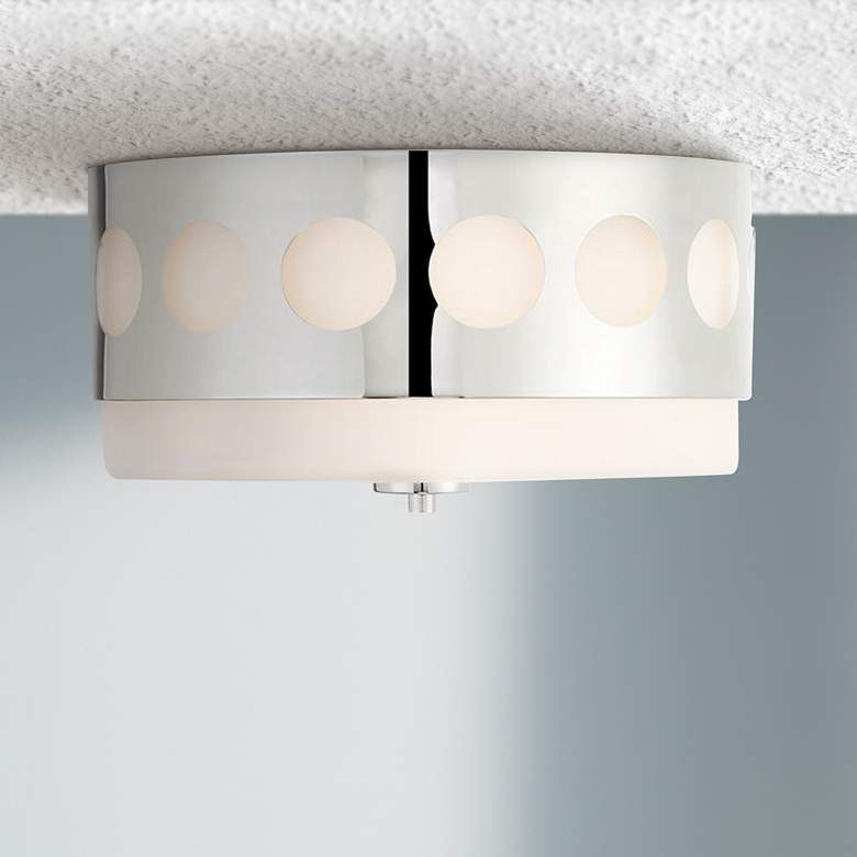 Image 1 Crystorama Kirby 13 1/4" Wide Polished Nickel Ceiling Light