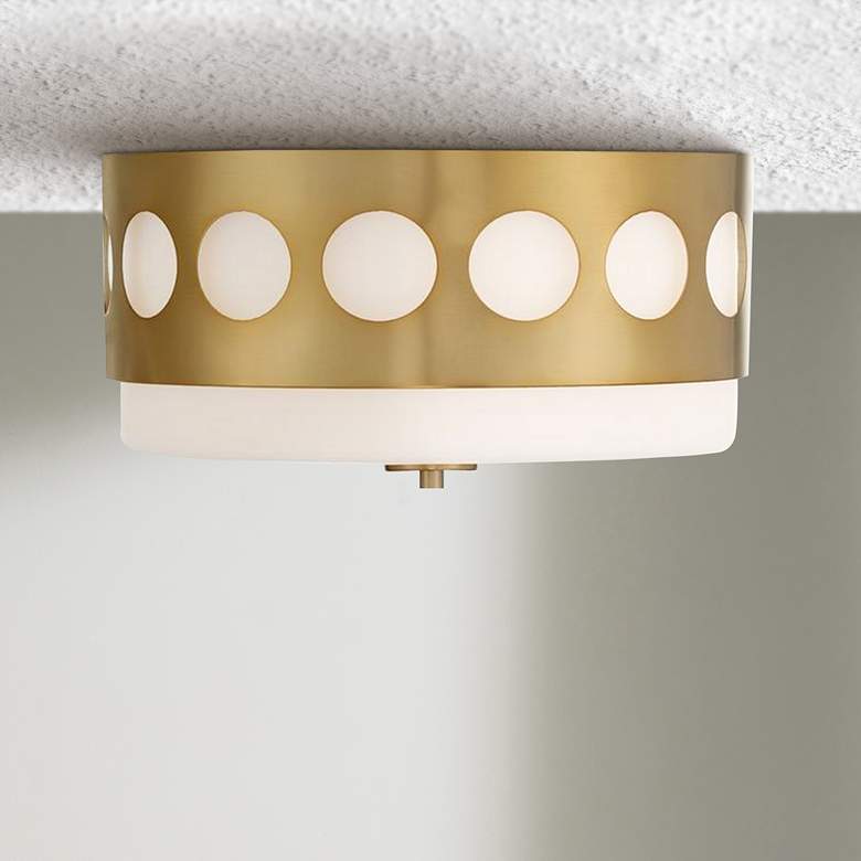 Image 1 Crystorama Kirby 13 1/4"Wide Vibrant Gold Drum Ceiling Light