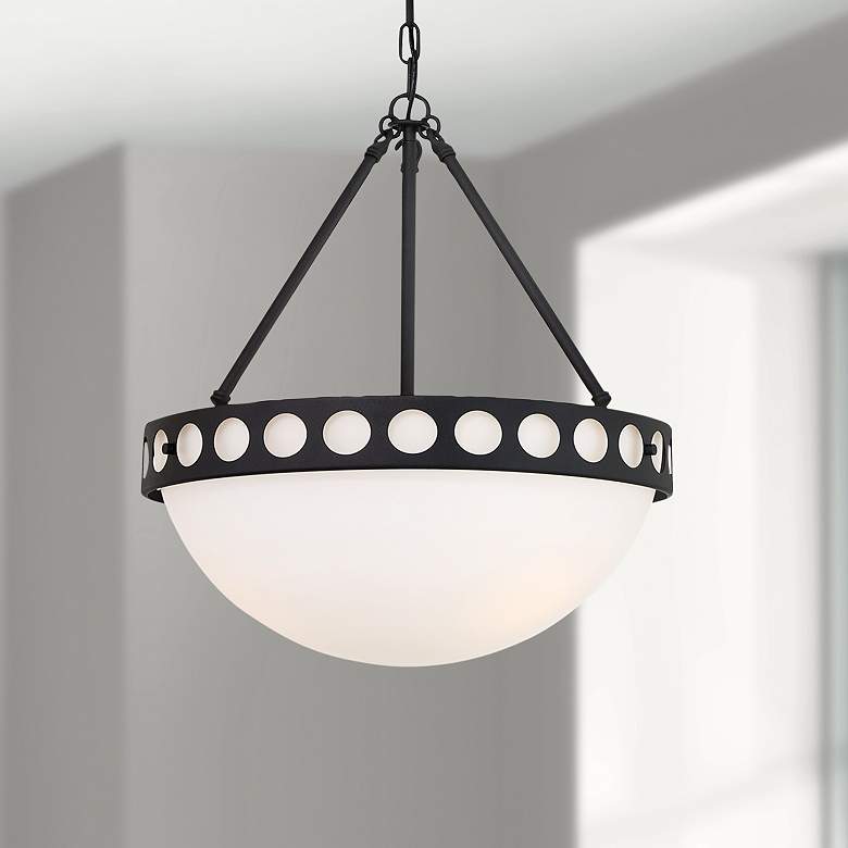 Image 1 Crystorama Kirby 17 1/2 inch Wide Black Forged Chandelier